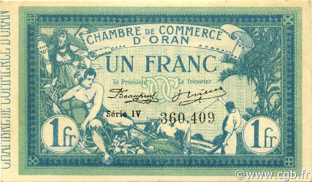 1 Franc ALGERIA Oran 1915 JP.141.08 FDC