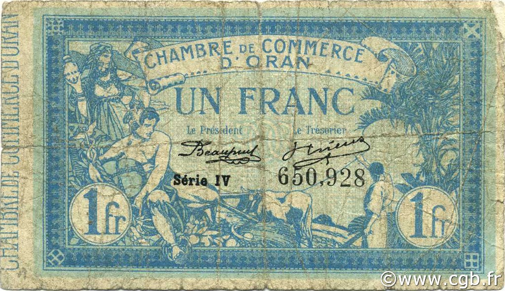 1 Franc ALGERIA Oran 1918 JP.141.20 G