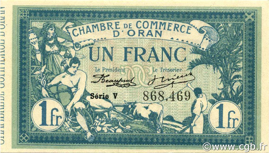 1 Franc ARGELIA Oran 1918 JP.141.20 FDC