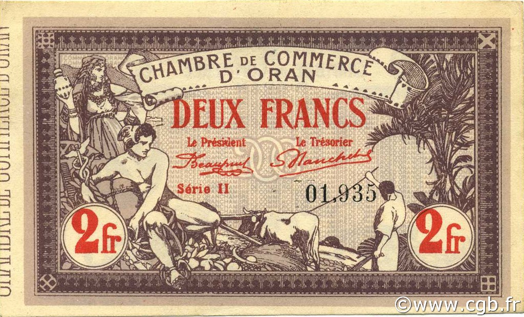 2 Francs ARGELIA Oran 1920 JP.141.24 SC