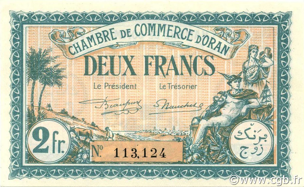 2 Francs ALGERIA Oran 1921 JP.141.29 FDC