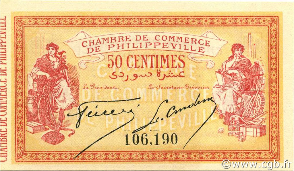 50 Centimes ARGELIA Philippeville 1914 JP.142.03 FDC