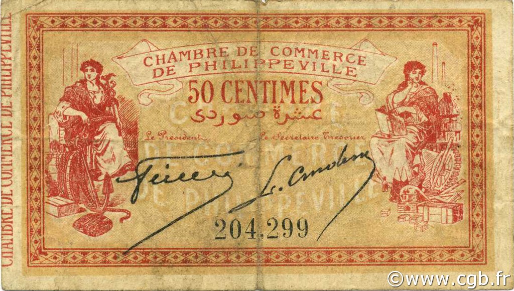 50 Centimes ALGERIA Philippeville 1914 JP.142.05 F+