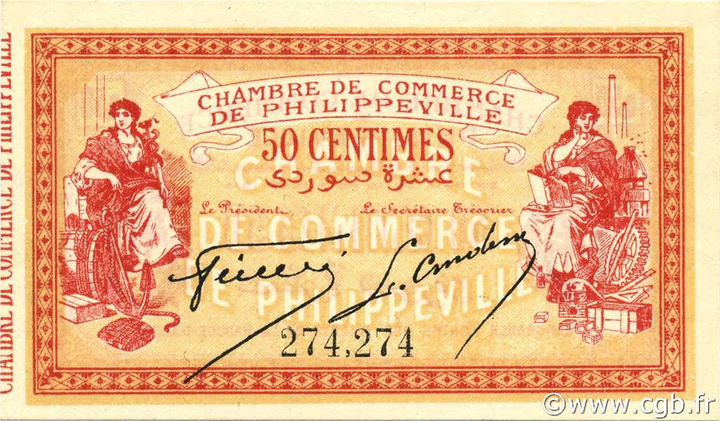 50 Centimes ALGERIA Philippeville 1914 JP.142.05 UNC
