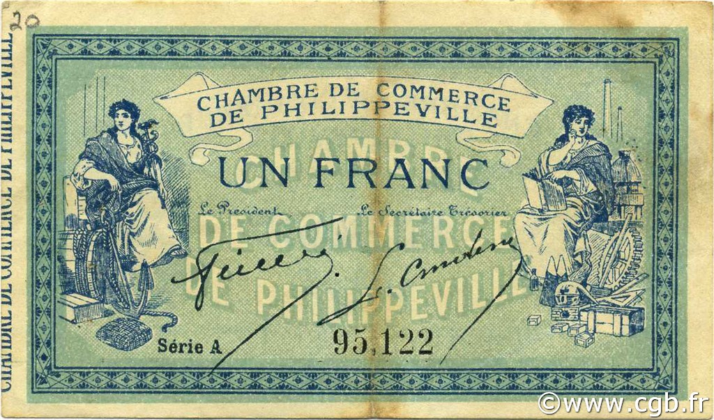 1 Franc ALGERIEN Philippeville 1914 JP.142.07 fSS