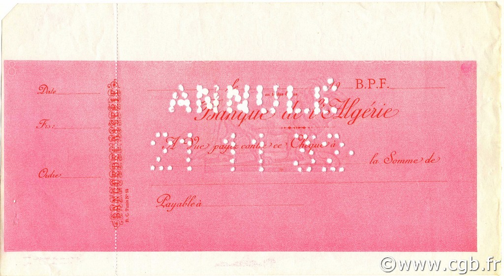 100 Francs ALGERIEN  1932 P.-- VZ