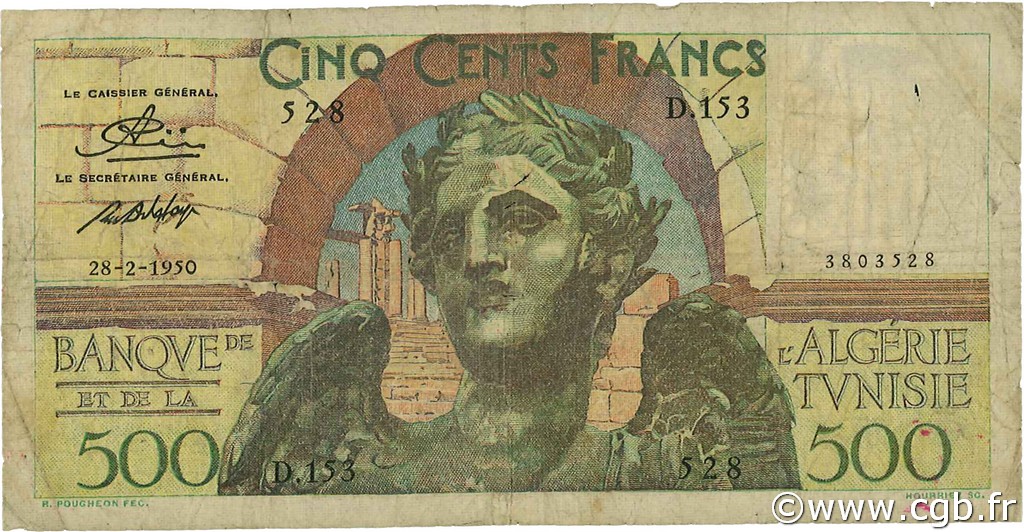 500 Francs TUNISIA  1950 P.28 G