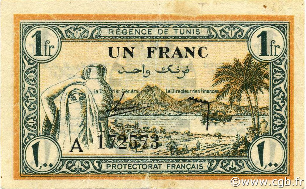 1 Franc TúNEZ  1943 P.55 MBC