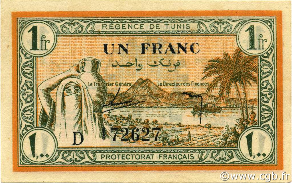 1 Franc TUNESIEN  1943 P.55 VZ+