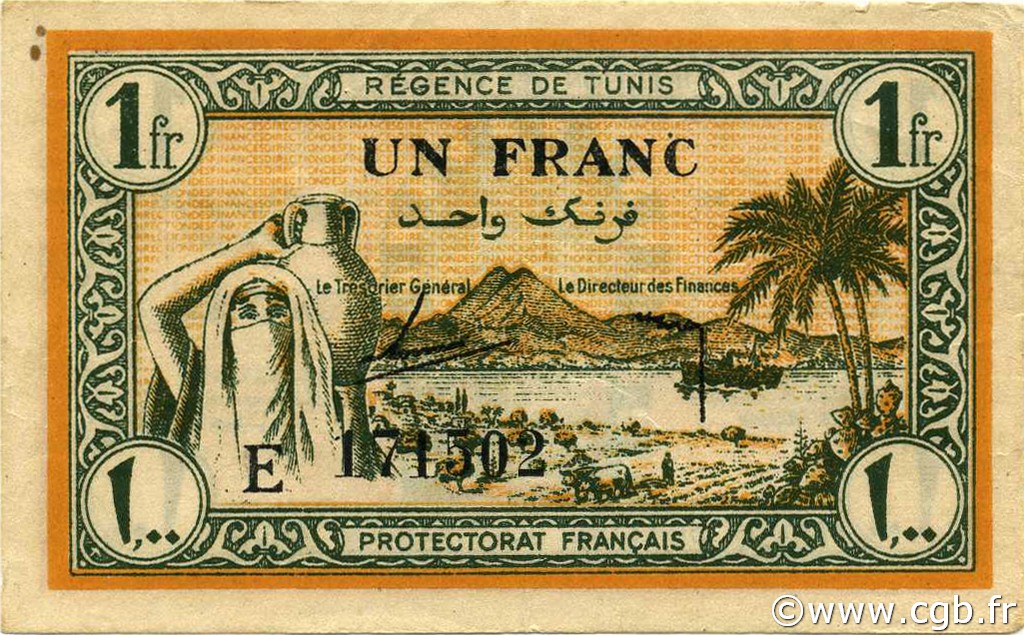 1 Franc TUNESIEN  1943 P.55 VZ