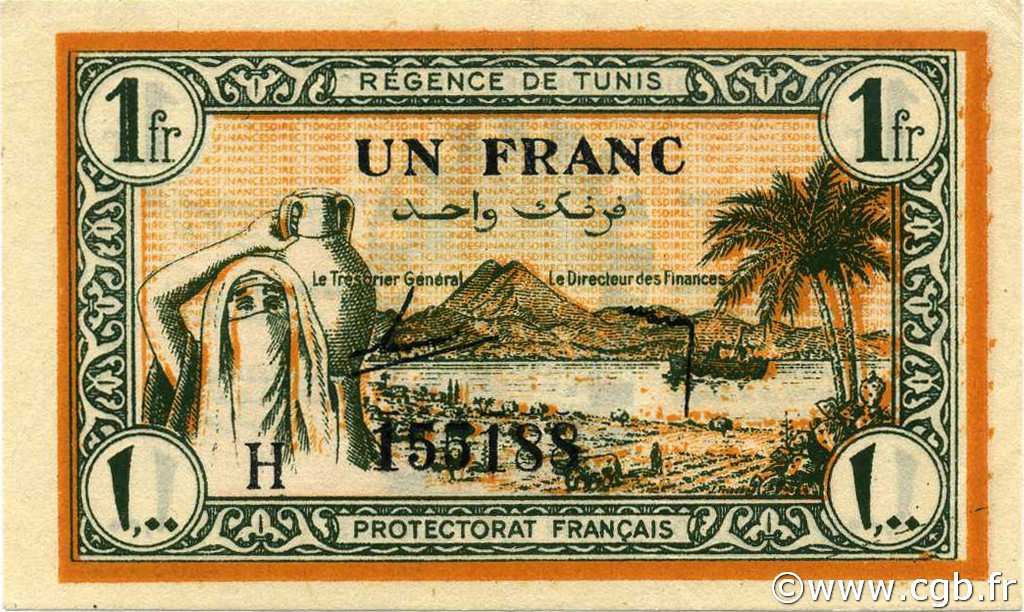 1 Franc TUNESIEN  1943 P.55 fST