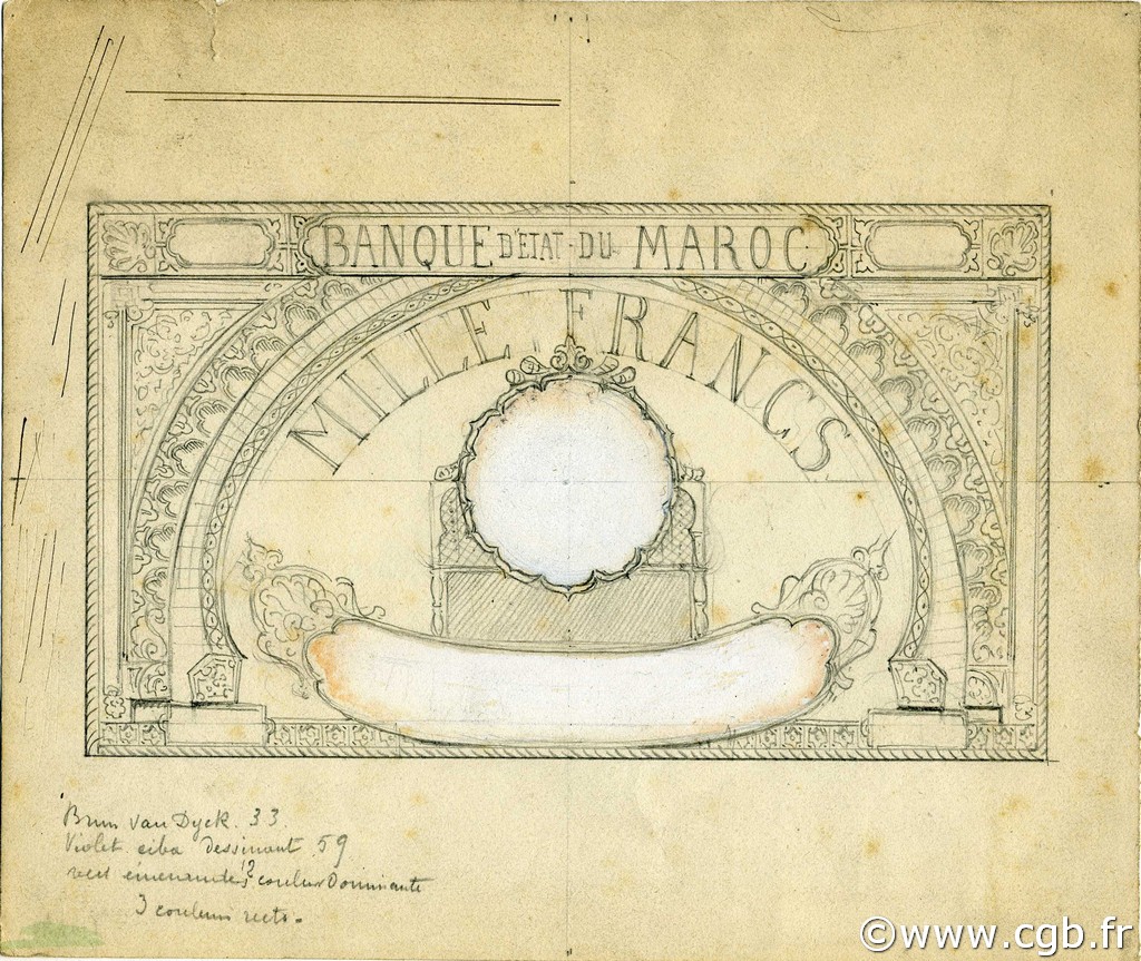 1000 Francs Essai MAROCCO  1920 P.-- BB