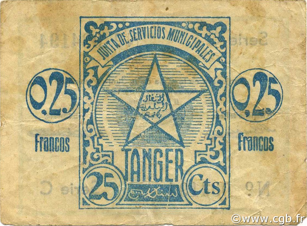 0,25 Francos MOROCCO Tanger 1942 P.01 F+