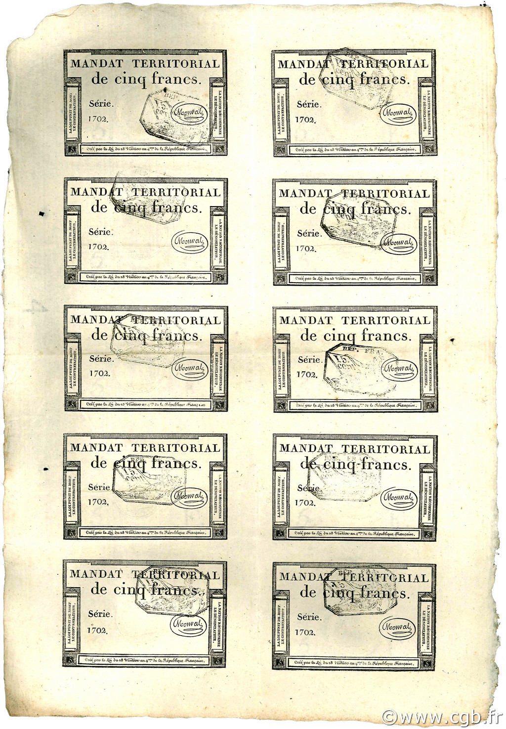 5 Francs MONVAL FRANKREICH  1798 Laf.208 fVZ