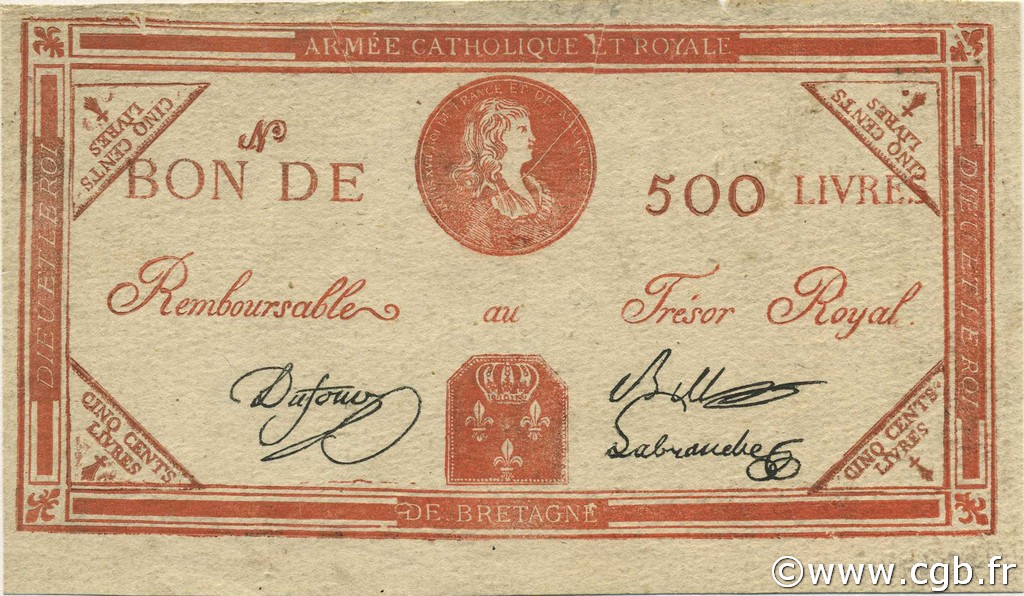 500 Livres FRANCE  1794 Laf.278 XF