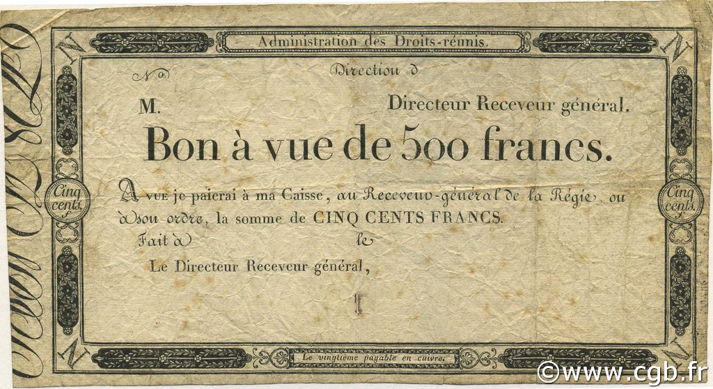 500 Francs FRANKREICH  1804 Laf.- SS