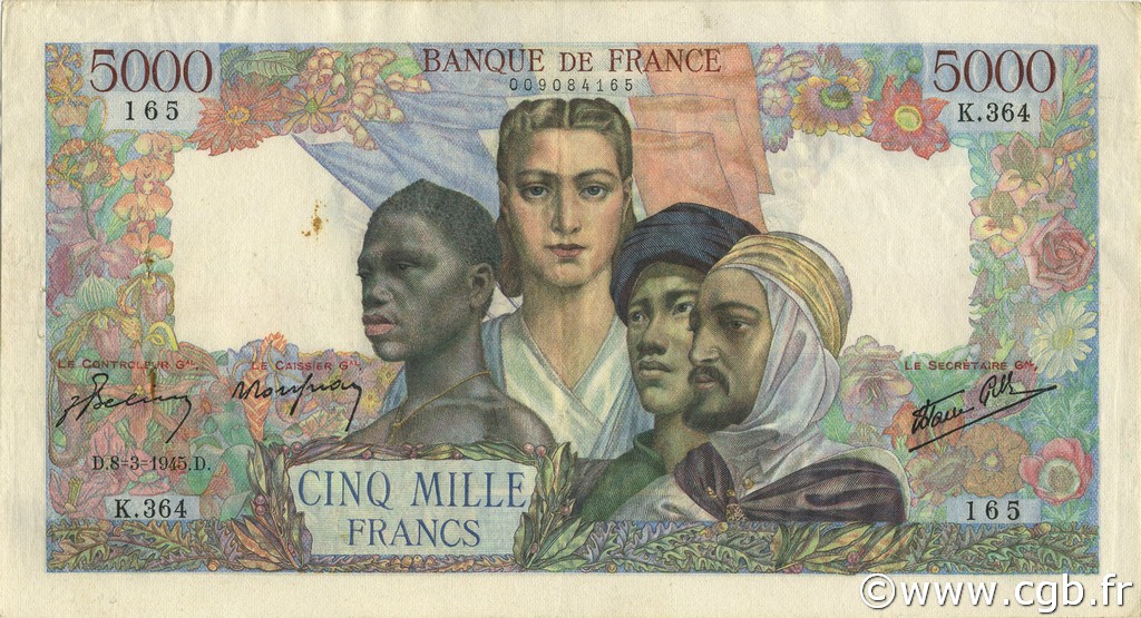 5000 Francs EMPIRE FRANÇAIS FRANCIA  1945 F.47.16 EBC