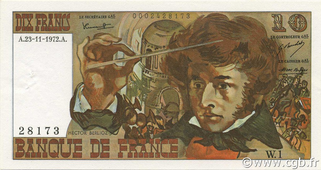 10 Francs BERLIOZ FRANCE  1972 F.63.01 AU
