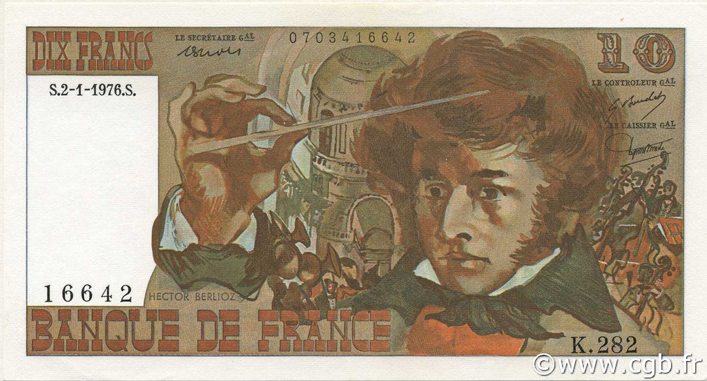 10 Francs BERLIOZ FRANCE  1976 F.63.16-282 UNC
