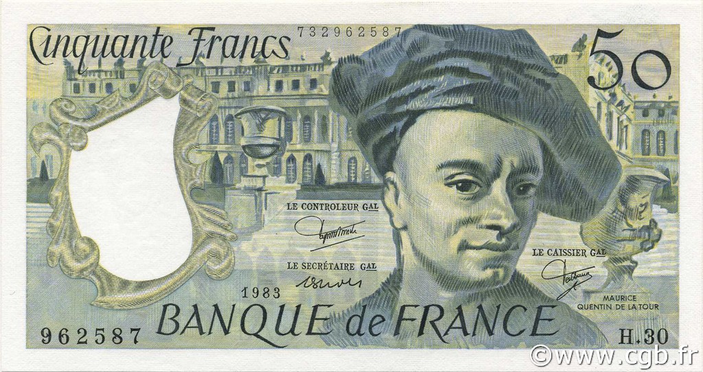 50 Francs QUENTIN DE LA TOUR FRANCIA  1983 F.67.09 AU+