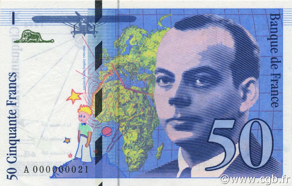50 Francs SAINT-EXUPÉRY FRANKREICH  1992 F.72.01aA fST+