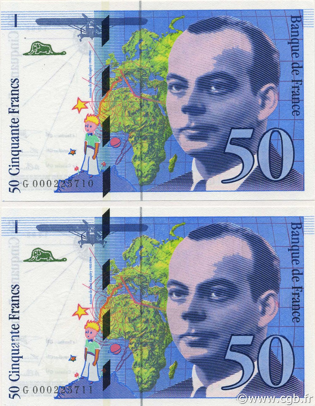 50 Francs SAINT-EXUPÉRY FRANCE  1992 F.72.01aG UNC