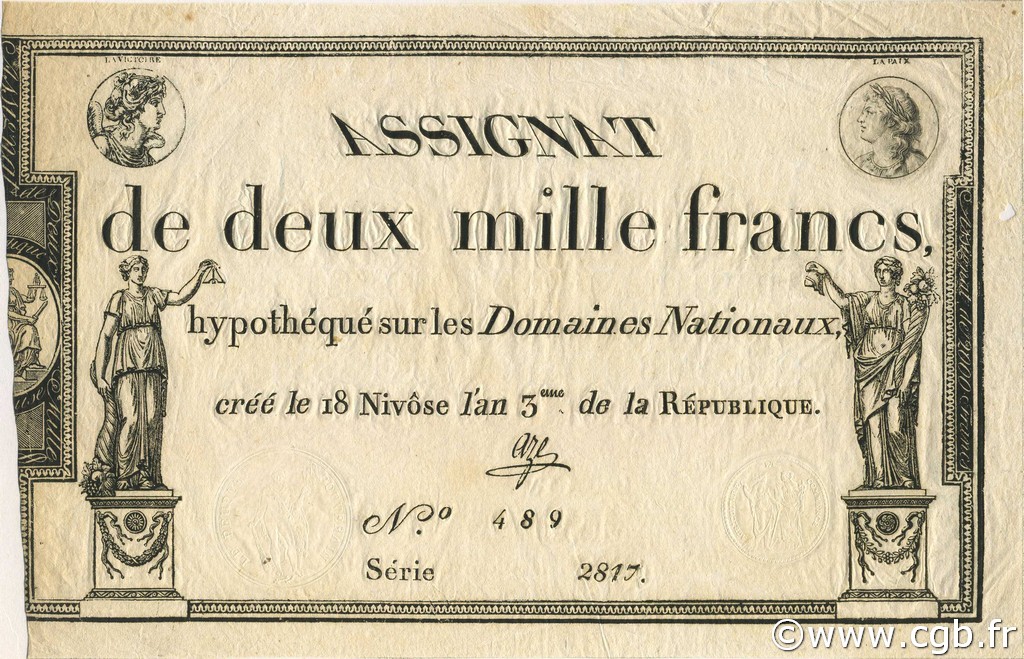 2000 Francs FRANKREICH  1795 Laf.176 VZ