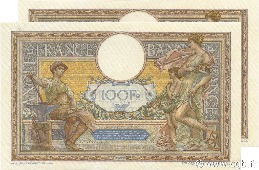 100 Francs LUC OLIVIER MERSON grands cartouches FRANCE 1929 F.24.08 p20 ...