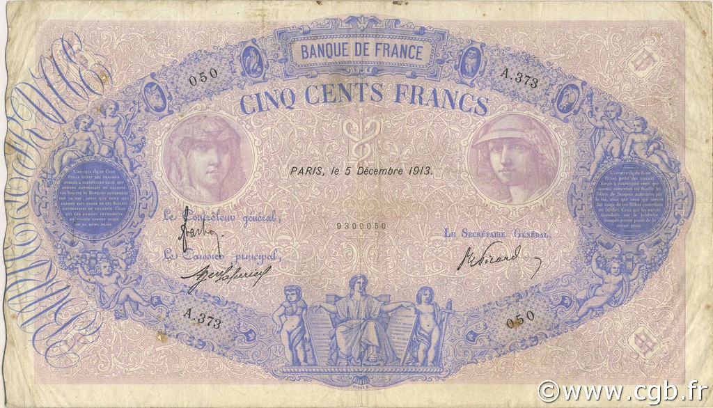 500 Francs BLEU ET ROSE FRANCE  1913 F.30.21 TB