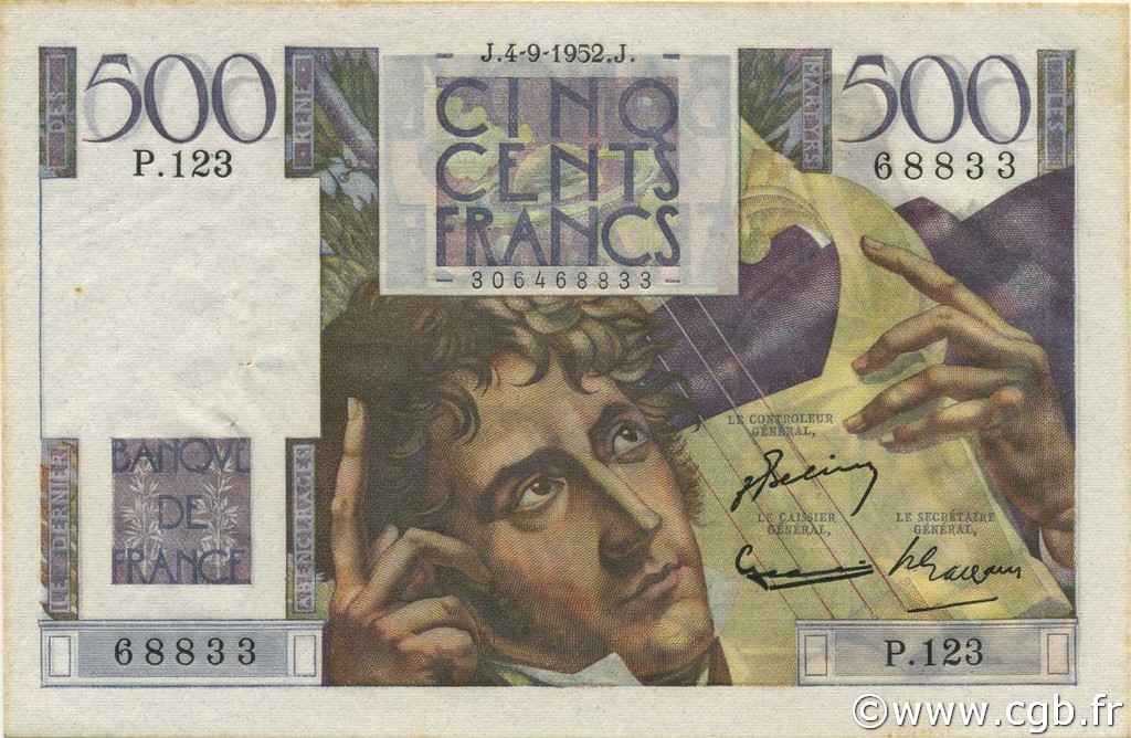 500 Francs CHATEAUBRIAND FRANCE  1952 F.34.10 pr.SPL