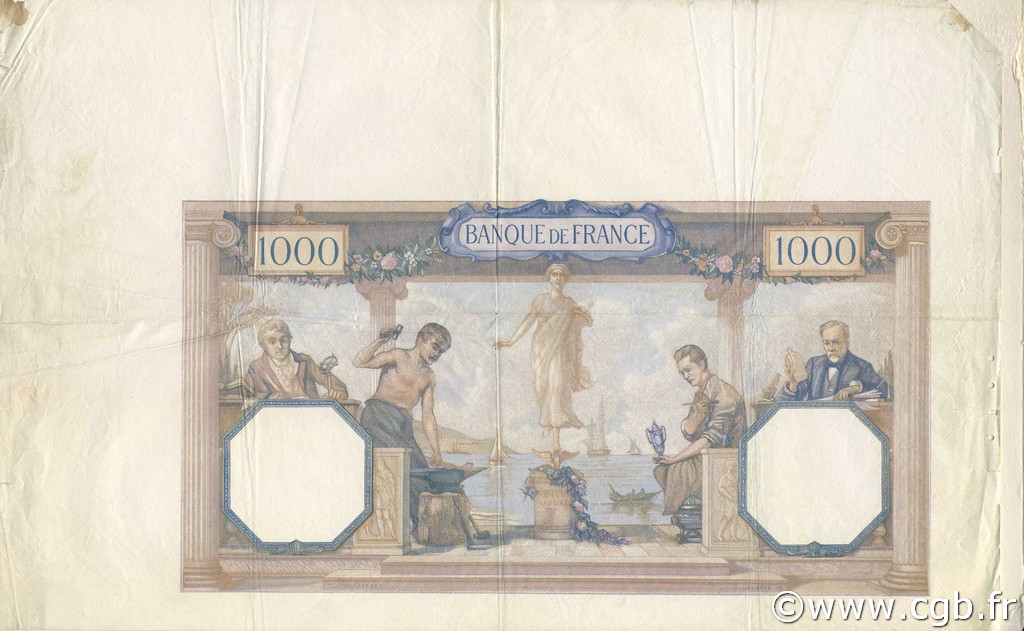 1000 Francs CÉRÈS ET MERCURE FRANCIA  1927 F.37.00Ec MBC+