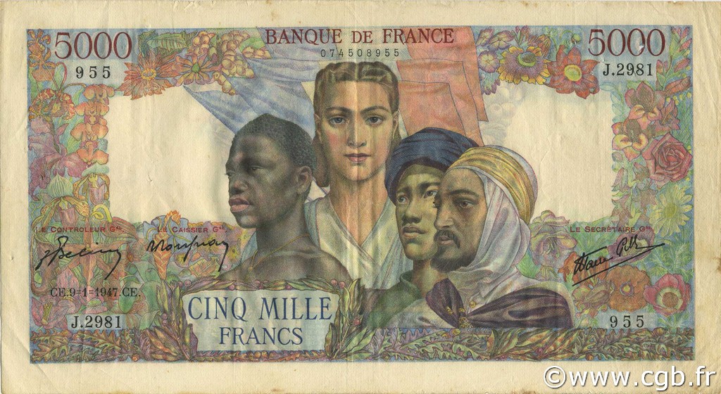 5000 Francs EMPIRE FRANÇAIS FRANCE  1947 F.47.58 VF