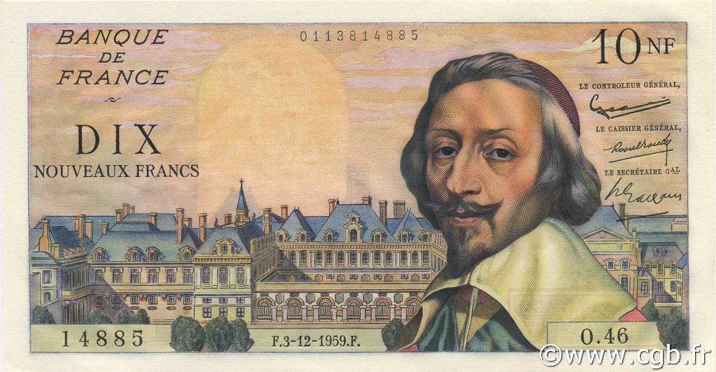 10 Nouveaux Francs RICHELIEU FRANKREICH  1959 F.57.04 ST