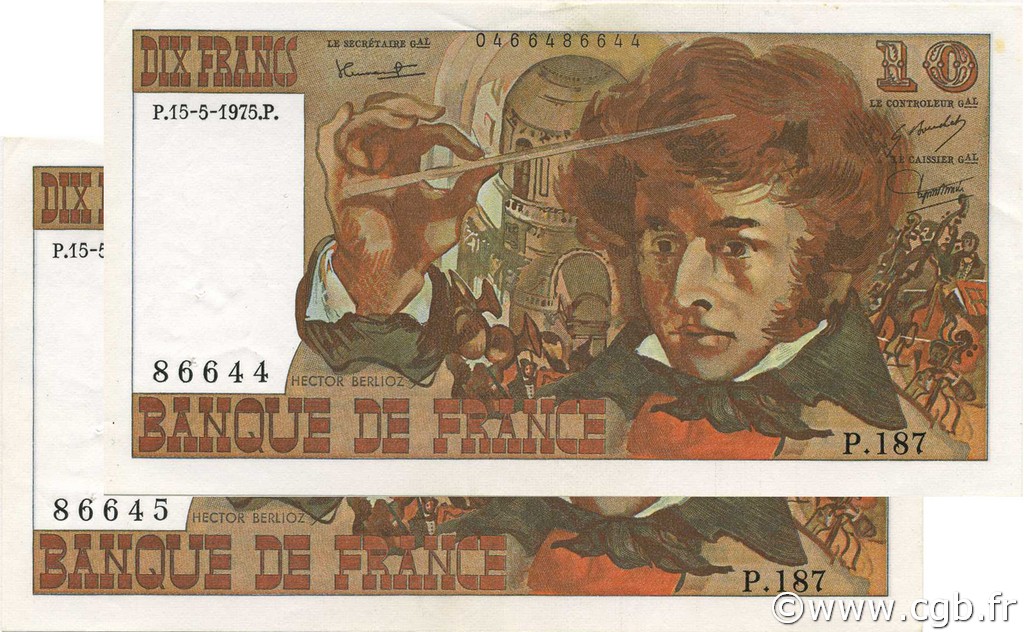 10 Francs BERLIOZ FRANCE  1975 F.63.10 XF+