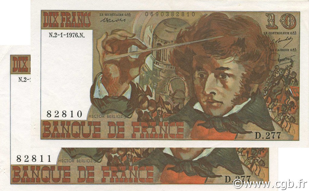 10 Francs BERLIOZ FRANKREICH  1976 F.63.16 VZ+