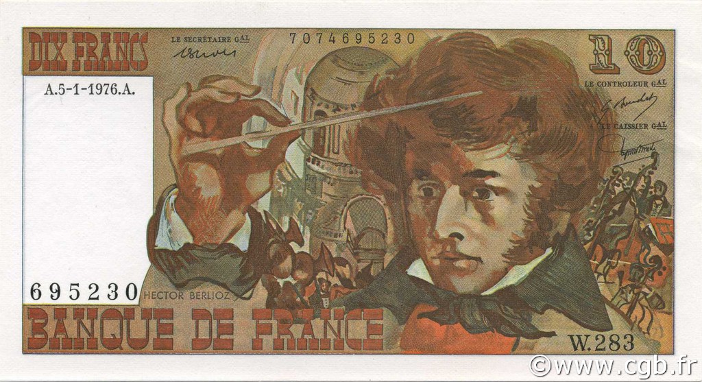 10 Francs BERLIOZ FRANCIA  1976 F.63.17-283 q.FDC