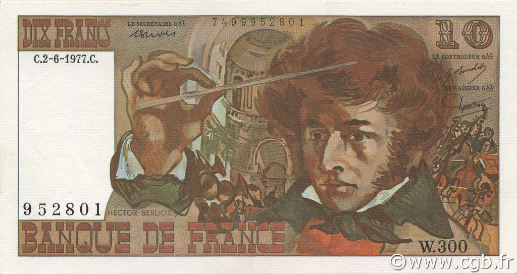 10 Francs BERLIOZ FRANKREICH  1977 F.63.22 fST+