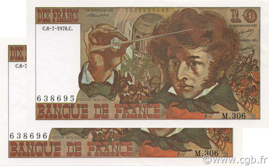 10 Francs BERLIOZ Consécutifs FRANCIA  1978 F.63.25 SC+