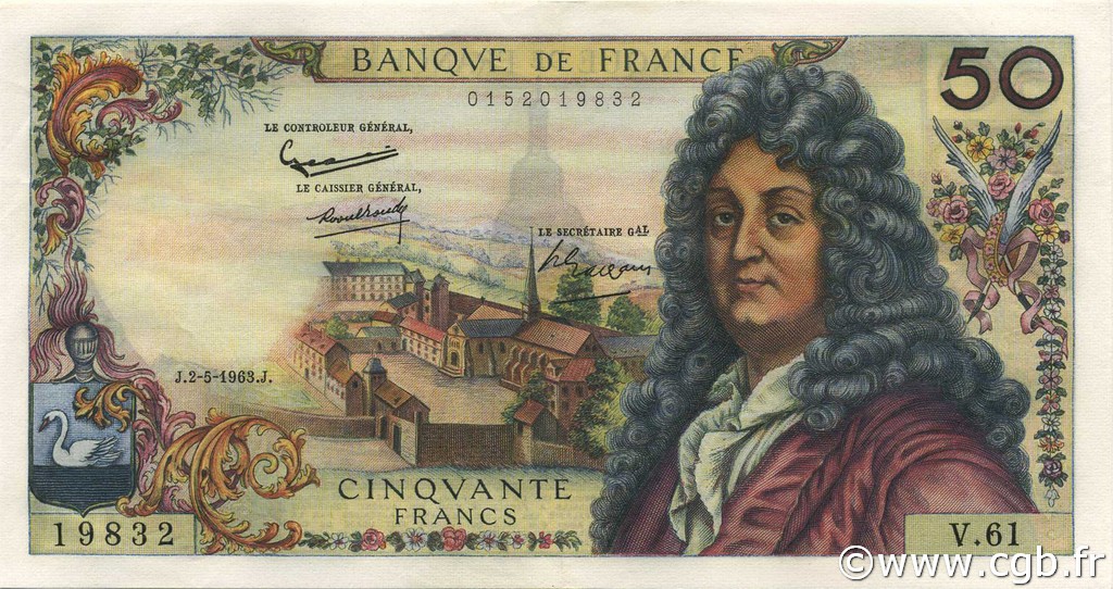 50 Francs RACINE FRANCE  1963 F.64.05 XF+