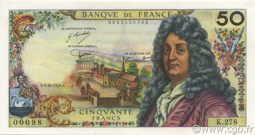 50 Francs RACINE FRANCIA  1975 F.64.31 EBC+