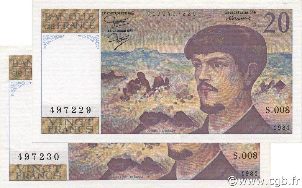 20 Francs DEBUSSY FRANCE  1981 F.66.02 AU-