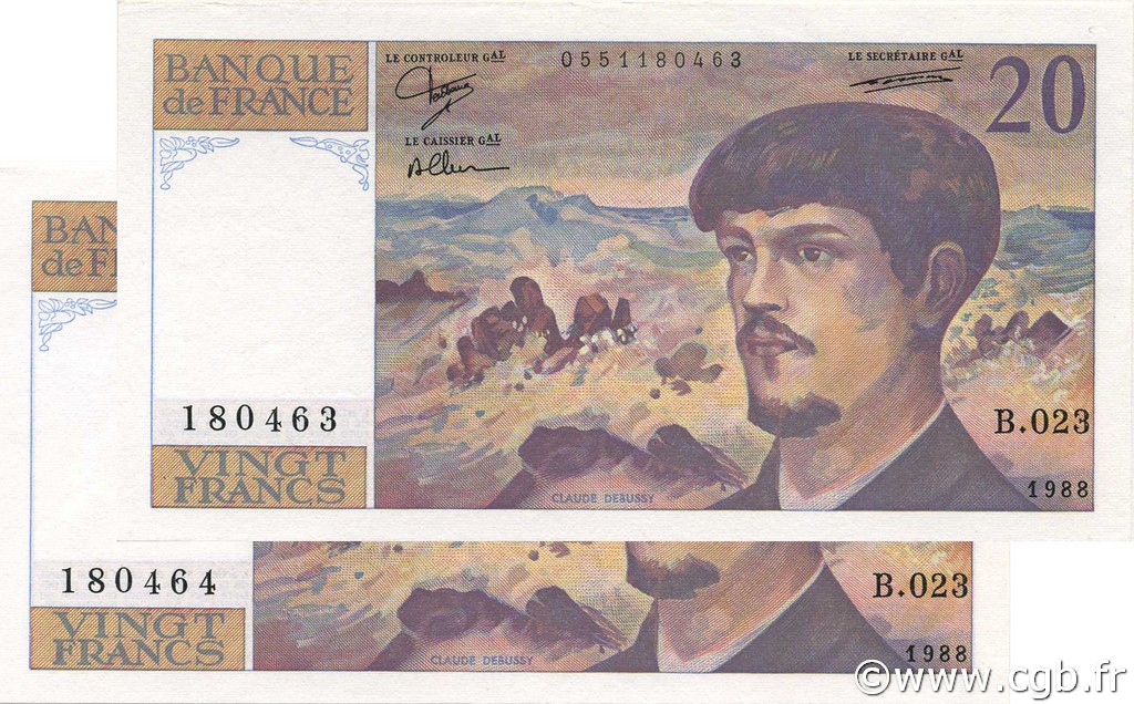 20 Francs DEBUSSY FRANCE  1988 F.66.09 UNC-
