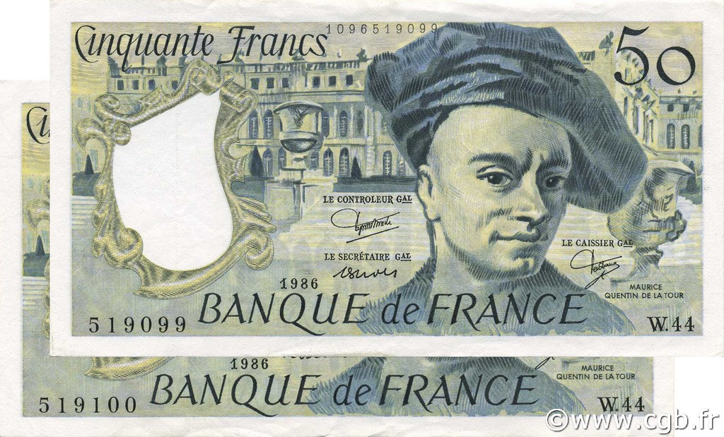50 Francs QUENTIN DE LA TOUR FRANCIA  1986 F.67.12 EBC