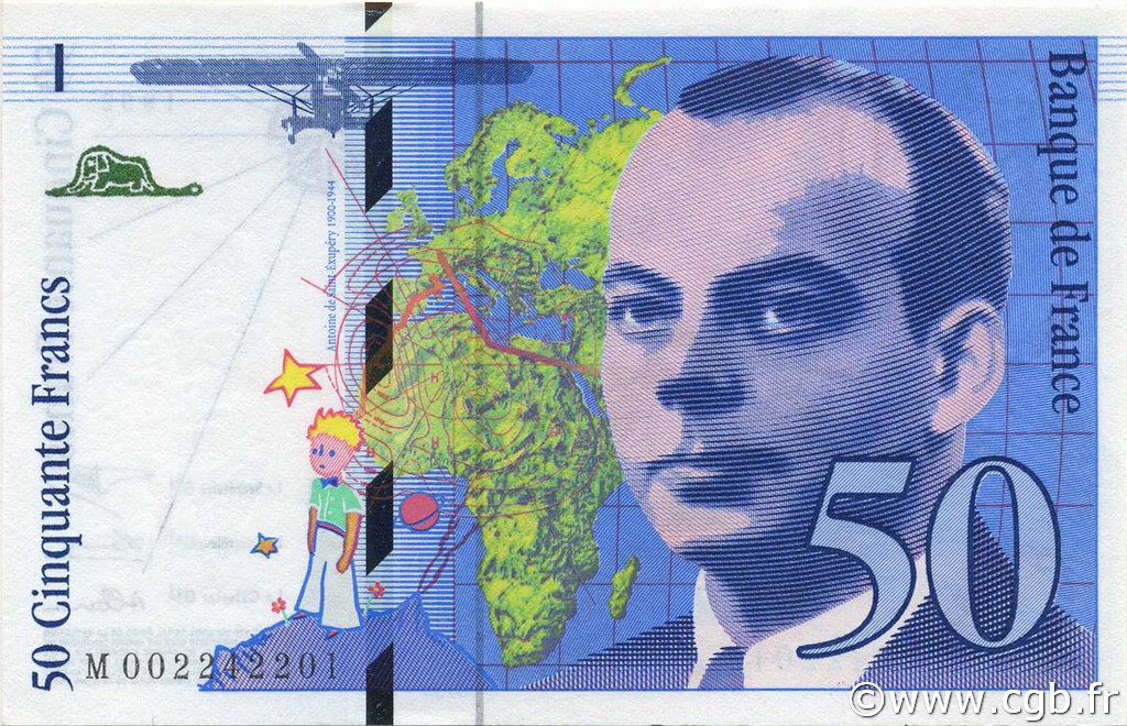 50 Francs SAINT-EXUPÉRY Sans mouton FRANCE  1992 F.72f3.01 UNC