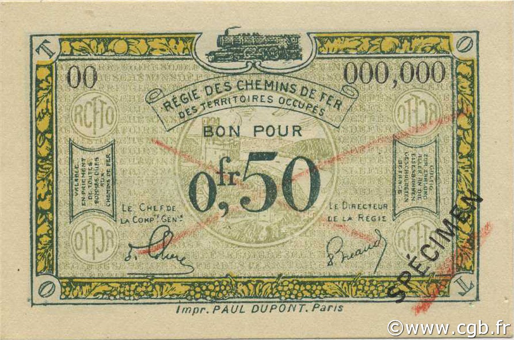 50 Centimes Spécimen FRANCE regionalismo y varios  1923 JP.135.04s SC