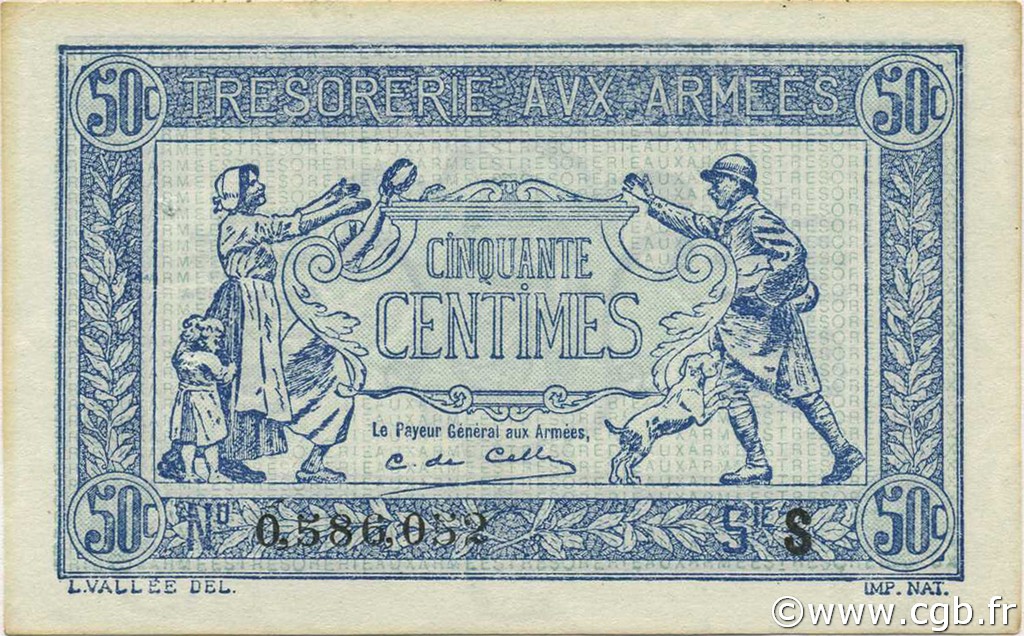 50 Centimes TRÉSORERIE AUX ARMÉES 1919 FRANCIA  1919 VF.02.02 AU