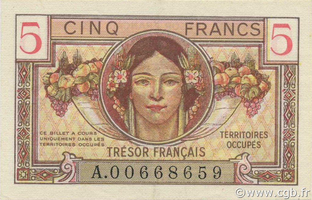 5 Francs Trésor Français FRANCIA  1947 VF.29.01 SC