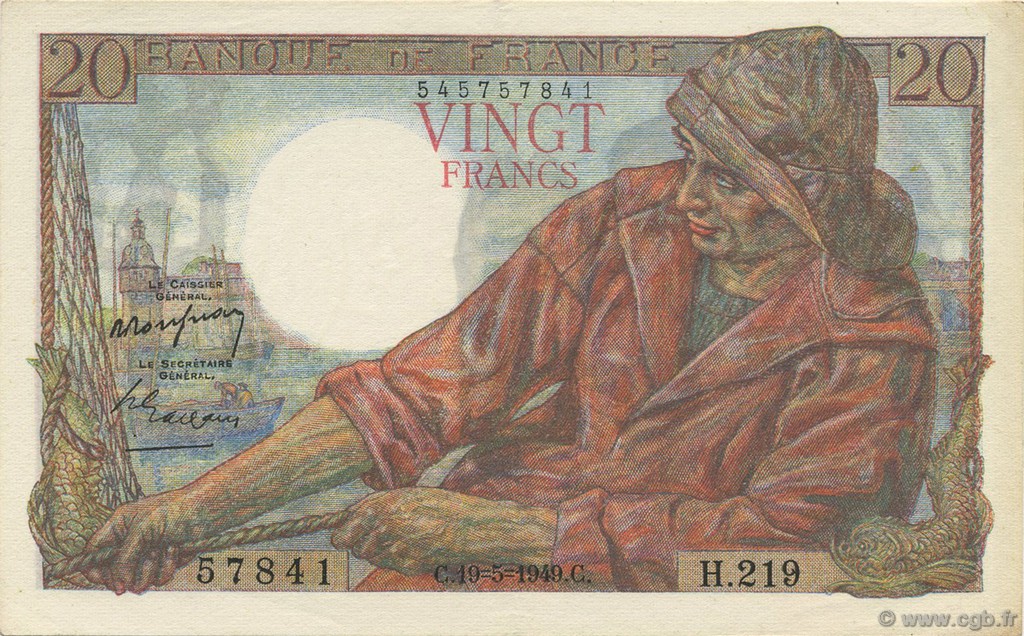 20 Francs PÊCHEUR FRANCE  1949 F.13.15 SPL