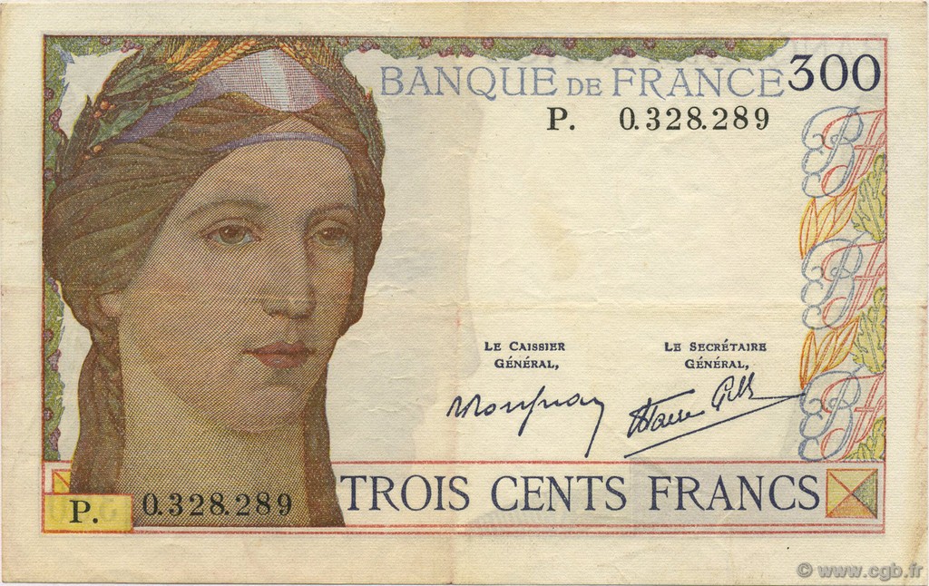 300 Francs FRANKREICH  1939 F.29.03 SS