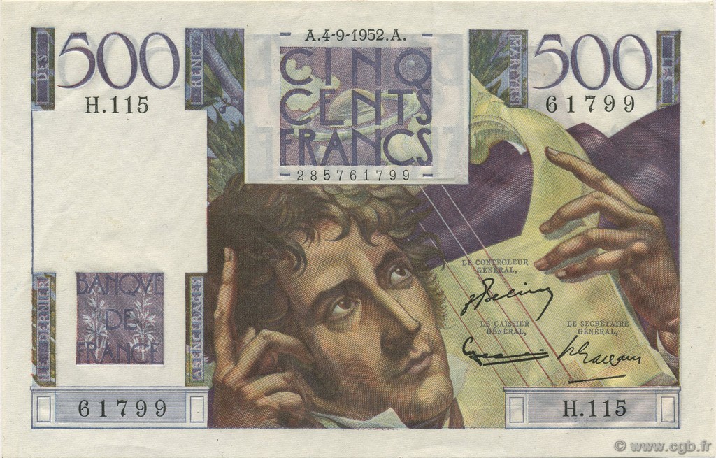 500 Francs CHATEAUBRIAND FRANCIA  1952 F.34.10 SC+